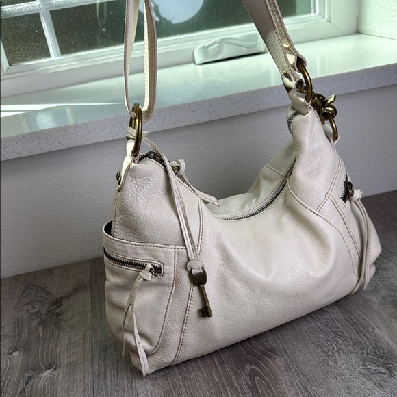 Fossil Handbags - Fossil Cream Leather Shoulder Bag with Slouchy Silhouette